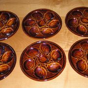 Set of 6 St Clément earthenware oyster plates