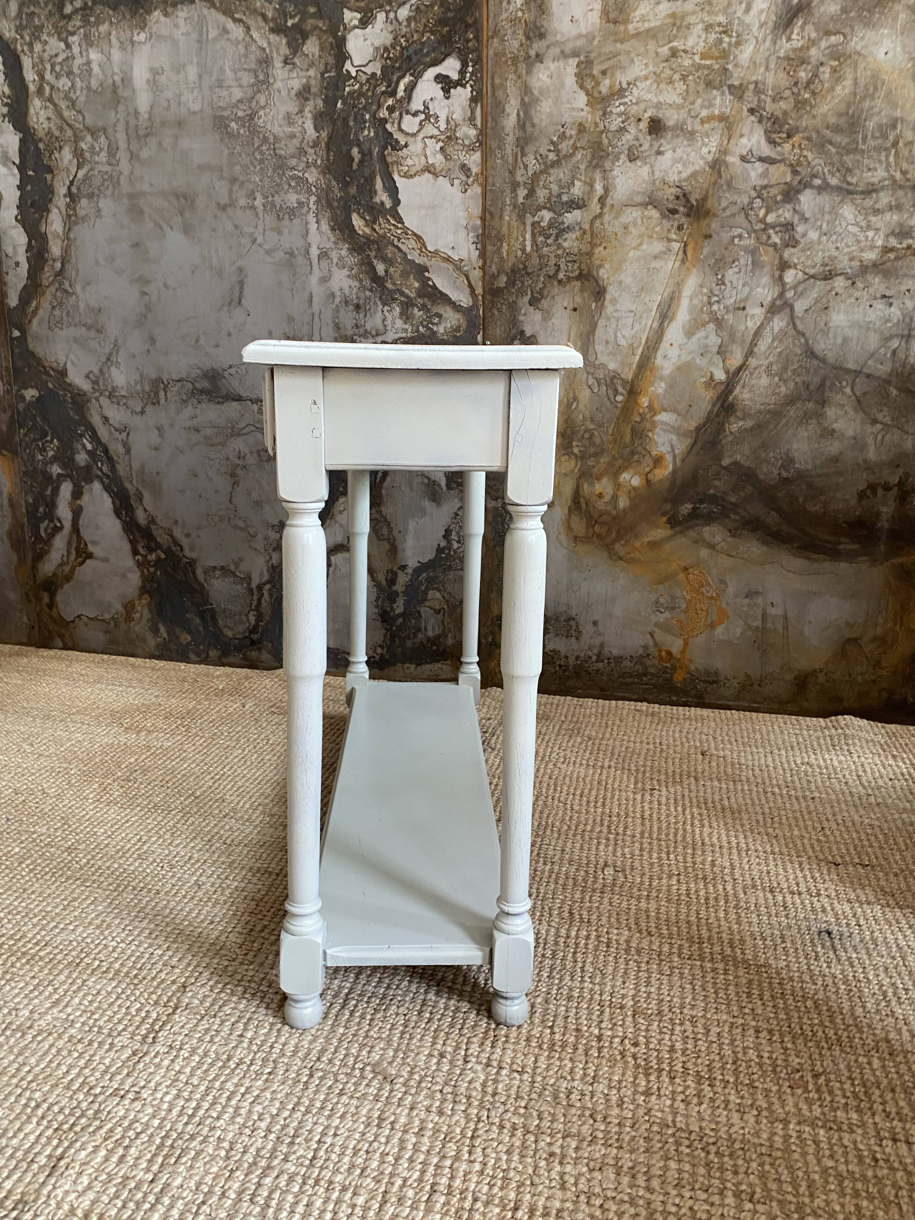 Drawer console raw wood & gray green