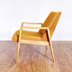 Scandinavian-designed chair in solid beech and mustard velvet
