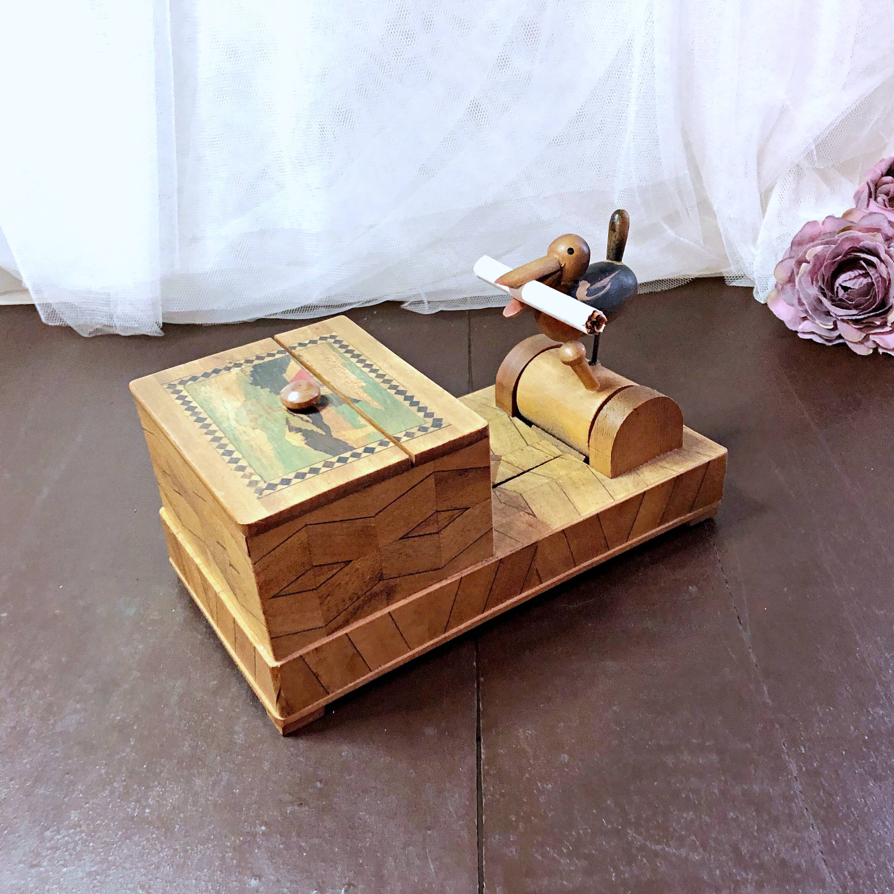 Cigarette dispenser inlaid wood Retro 30/40