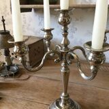 5-branch silver-plated metal candle holder