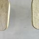 Pair of chairs in "wood" formica and gold edges, 1960s