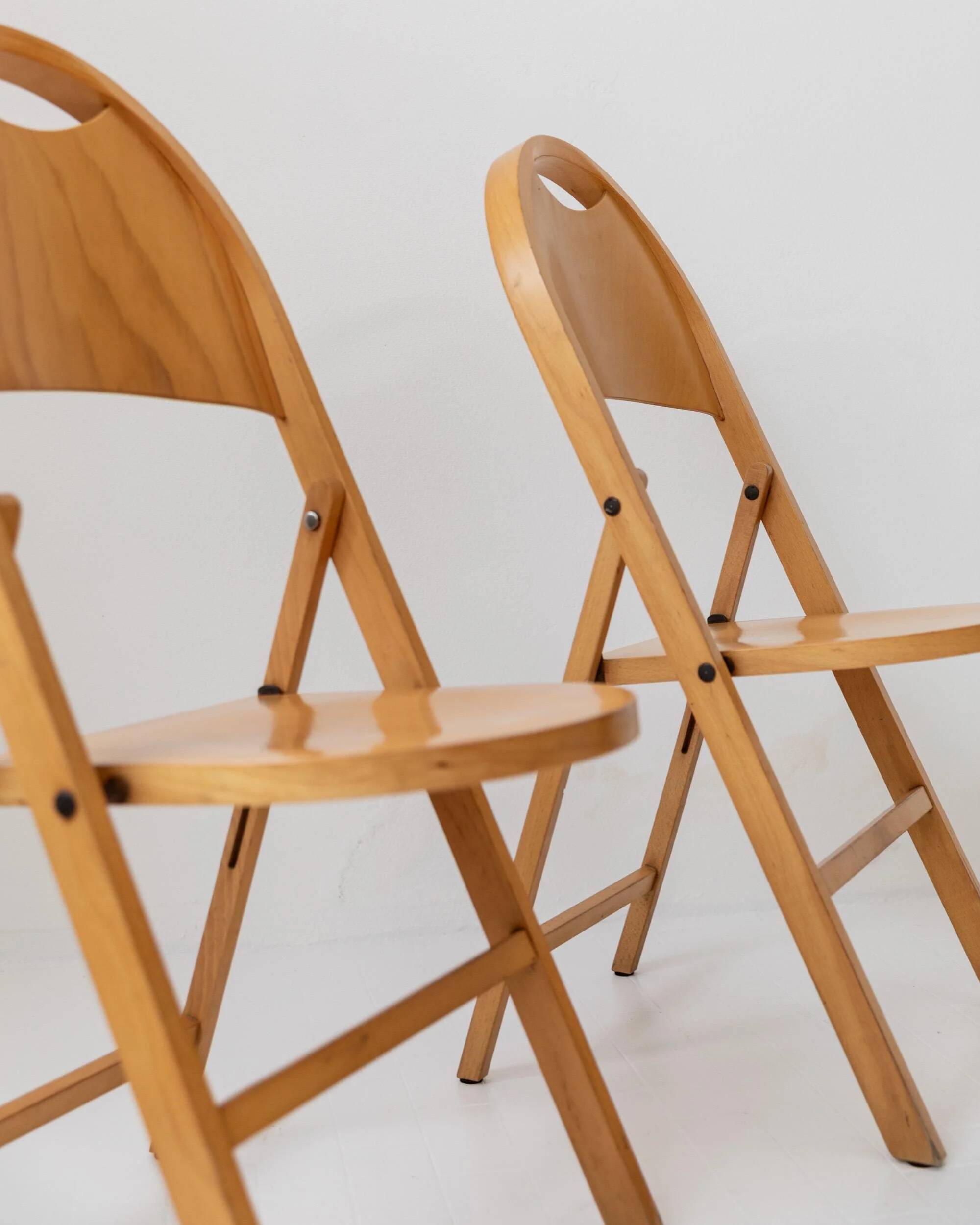Set of 2 vintage folding chairs from the 1970s, by Achille and Pier Giacomo Castiglioni for Bernini.