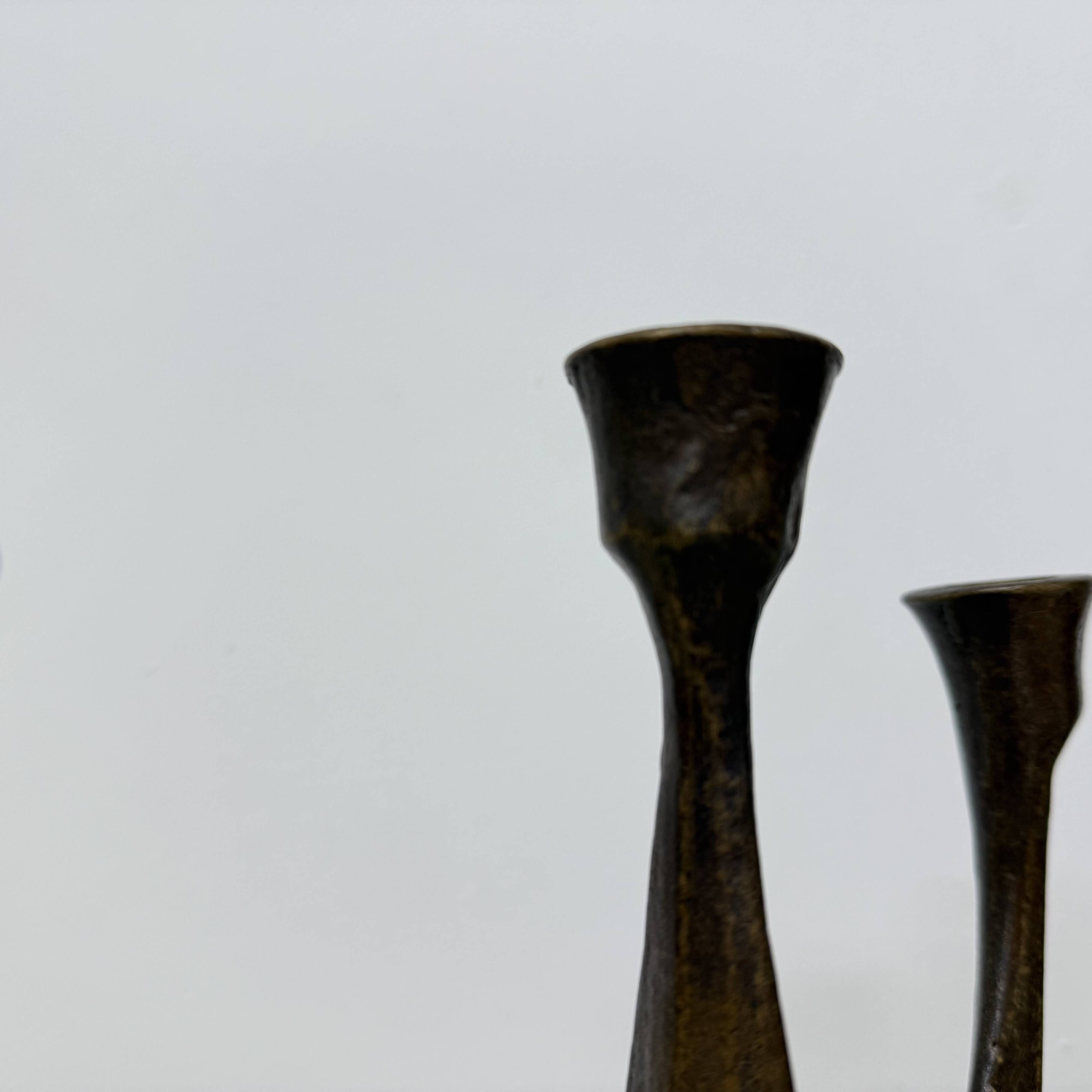 Brutalist bronze candle stick by Horst Dalbeck , 1970s Germany