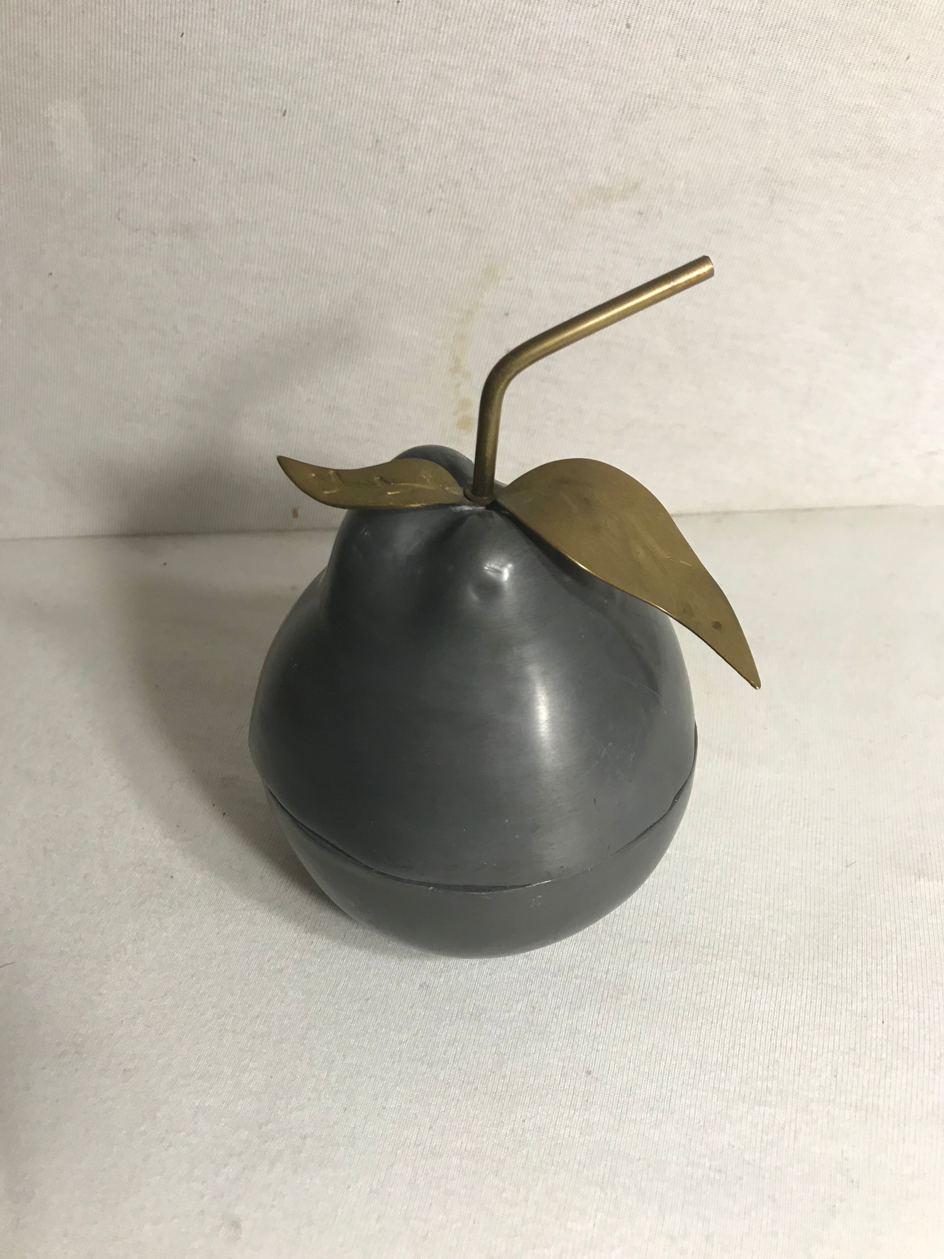 Bonbonniere box shape metal Tin and brass vintage PEAR