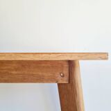 Table - old raw wood boarding school desk with compass legs