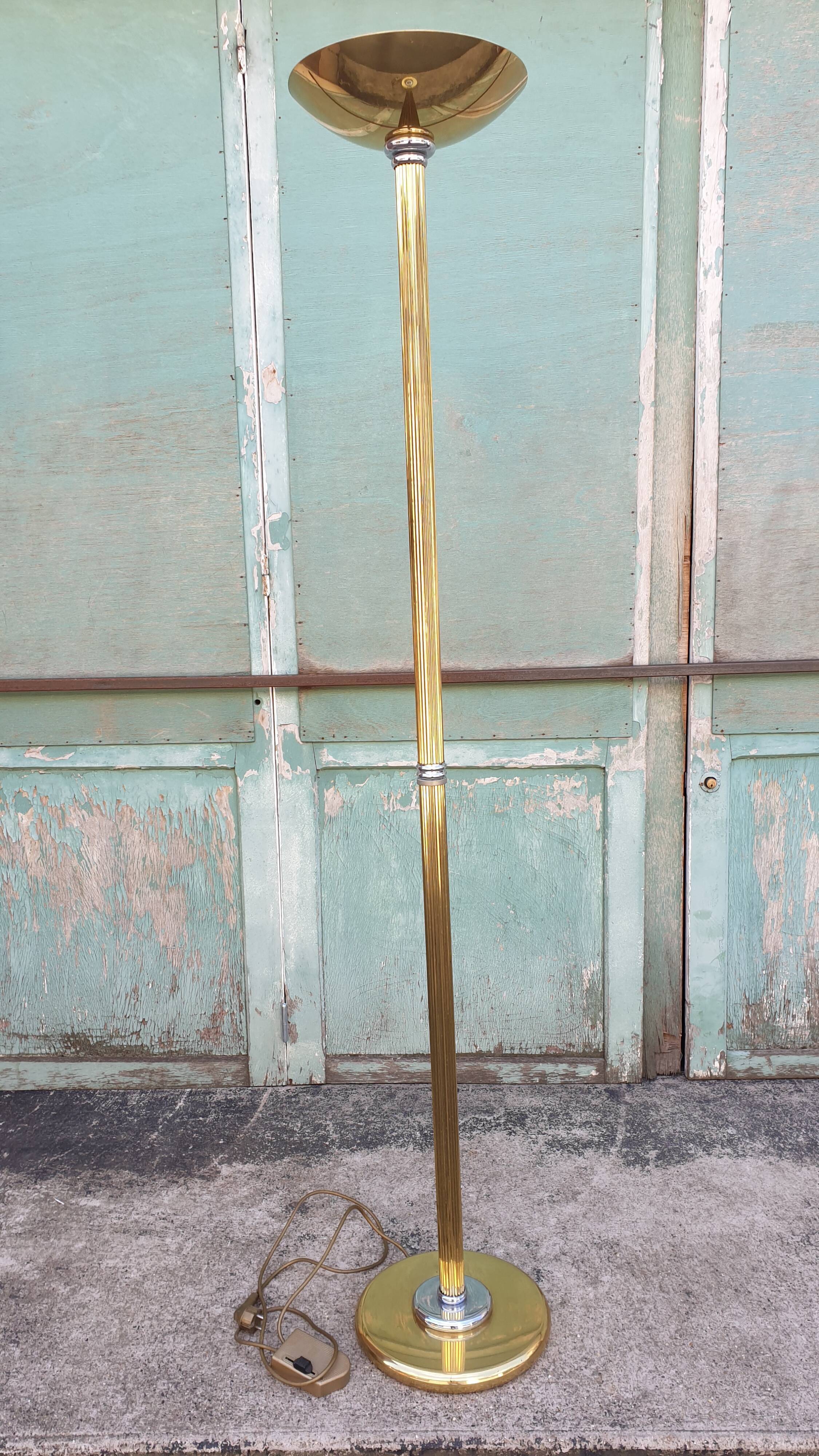 Floor lamp Relco Milano Italy 70s brass and chrome