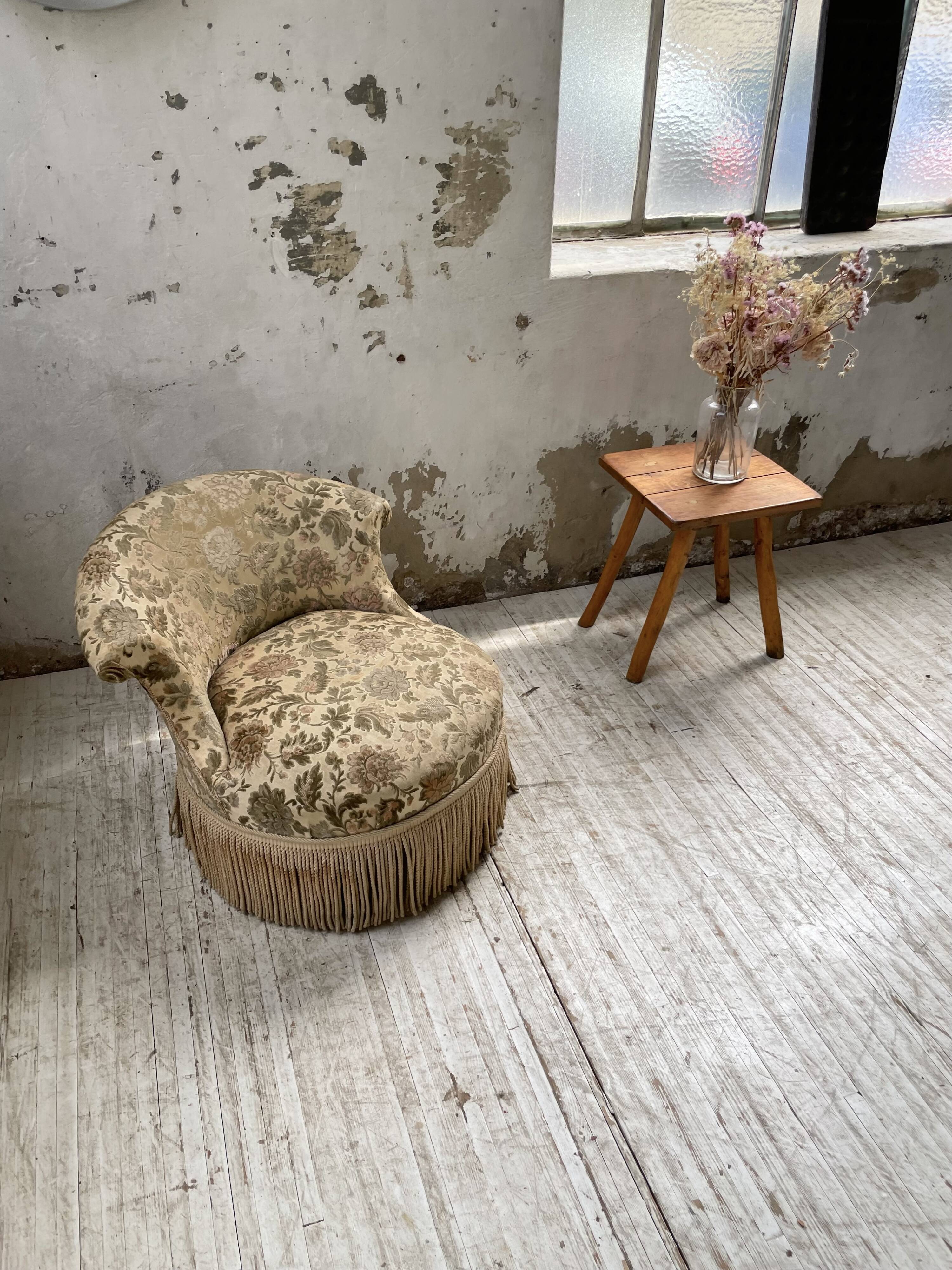 Fauteuil napoléon fleuri XIXème