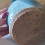 Blue crackle glaze stoneware pitcher