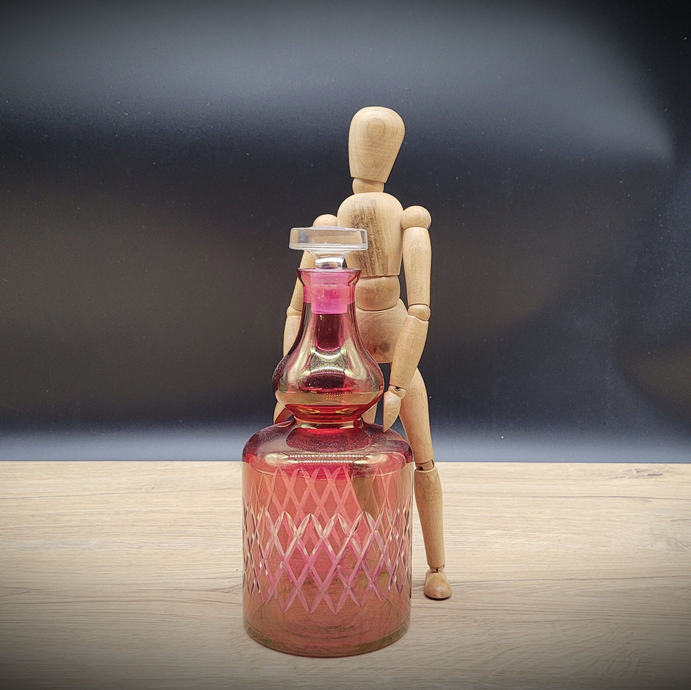 Red chiseled decanter