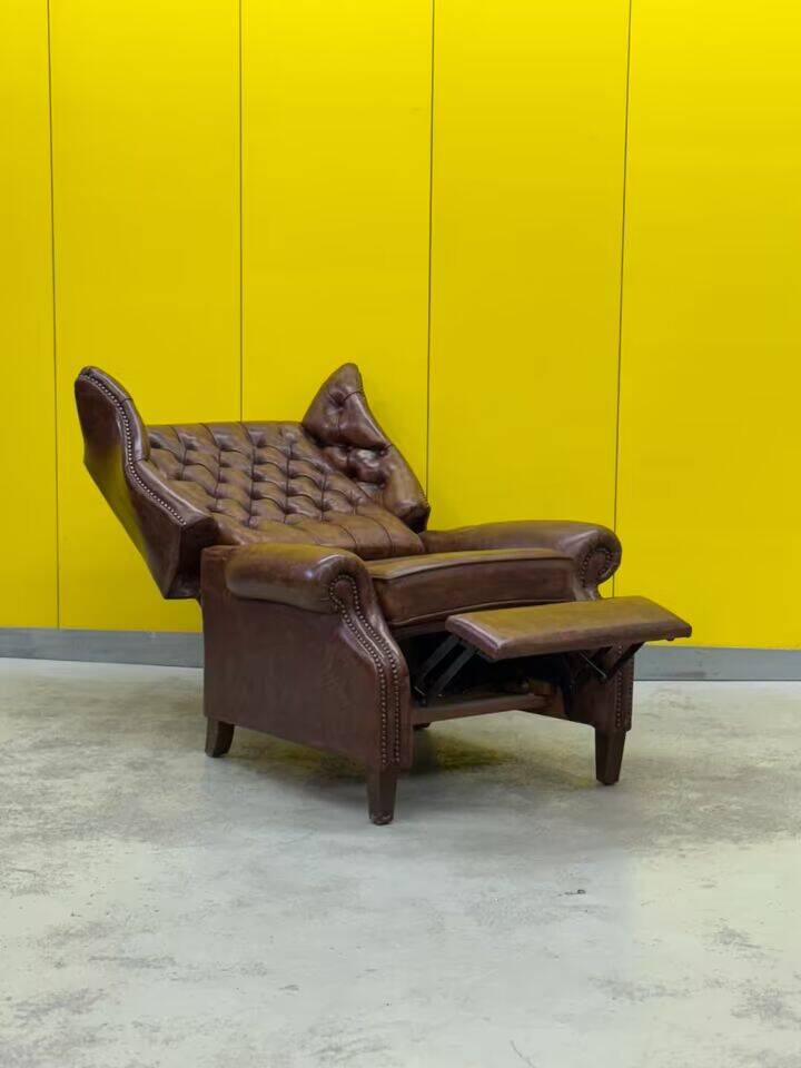 Brown leather Handmade Chesterfield Recliner Armchair