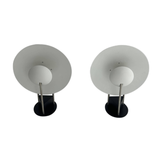 Pair of vintage wall lights, white metal and chrome, Denmark 1980s