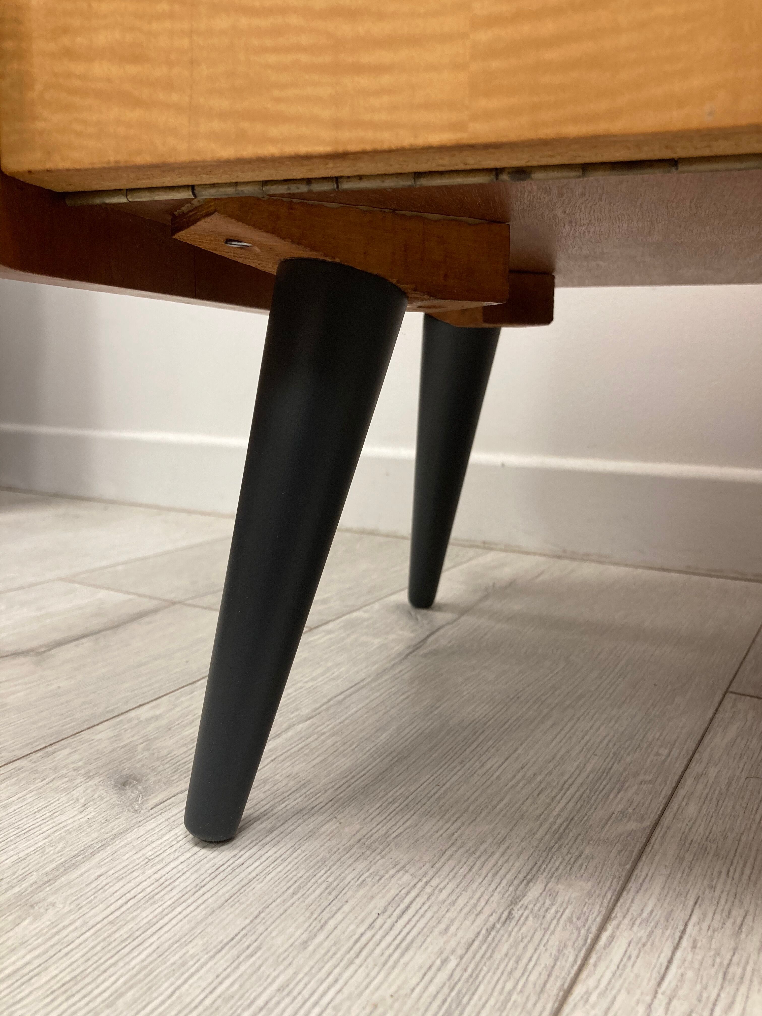 Pair of 1960s bedside tables compass feet