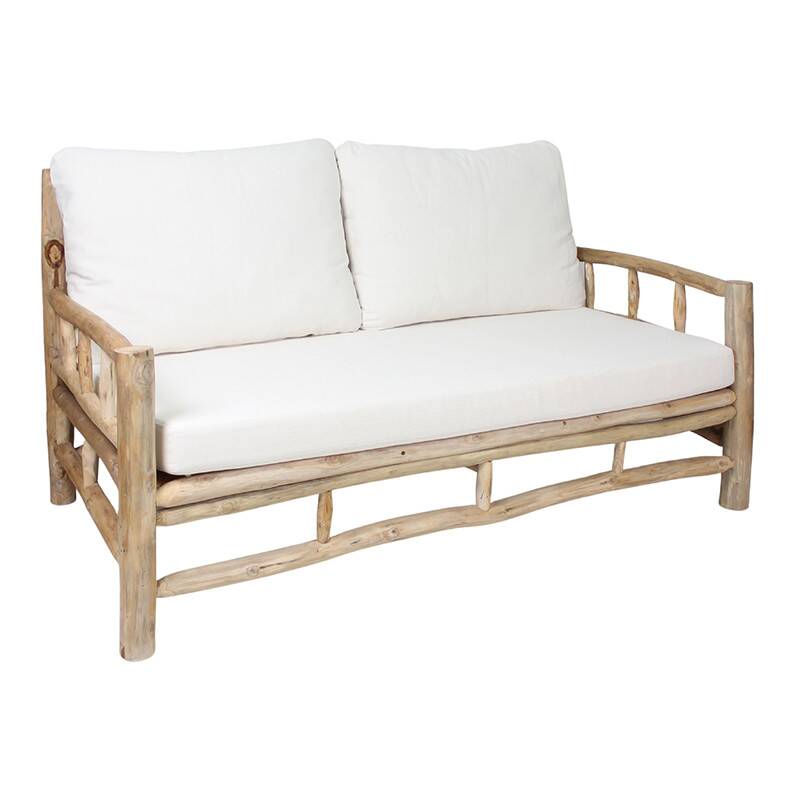 Banquette 2 places en bois avec coussins