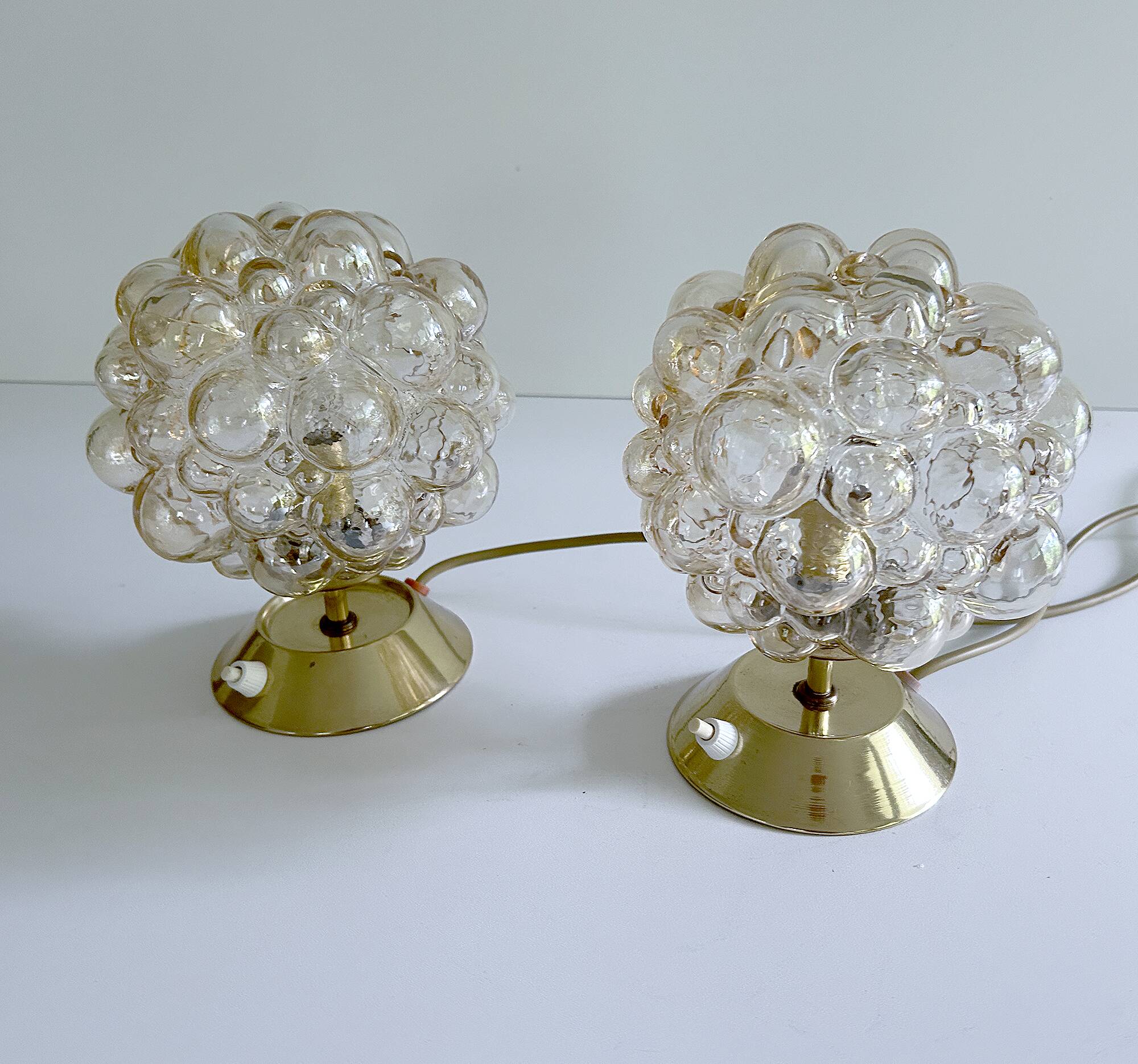 Pair of Limburg Bubble Glass Lamps