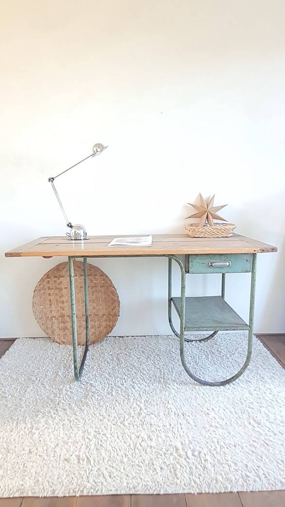Wood and metal desk circa the 1950s.