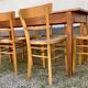 Set of 8 old light wood bistro chairs years 1957 stamps