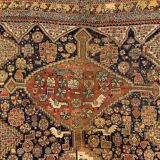 Antique tribal qashqai rug 275x157 cm, medium, oriental carpet truly shabby chic