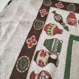 Nappe vintage à décor de poteries stylisées, années 60-70