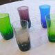 5 aperitif glasses, smoked glass, Portieux glassworks, 1970s