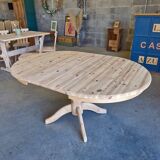 Round table in solid pine – sandblasted – with extension