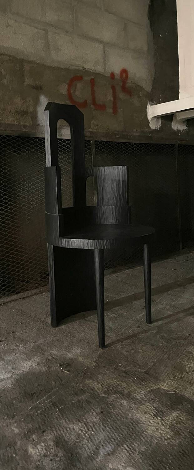 Room Studio Primitive and Modern Oak Sculptural Chair