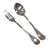 Silver-plated metal stew fork and spoon, Christofle silversmith, Albi