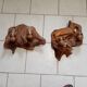 Pair of vintage brutalist wood wall lamp