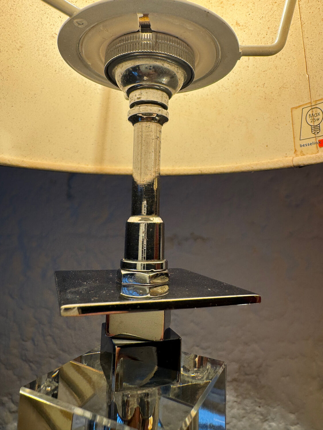 Art Deco lamp in chrome and crystal