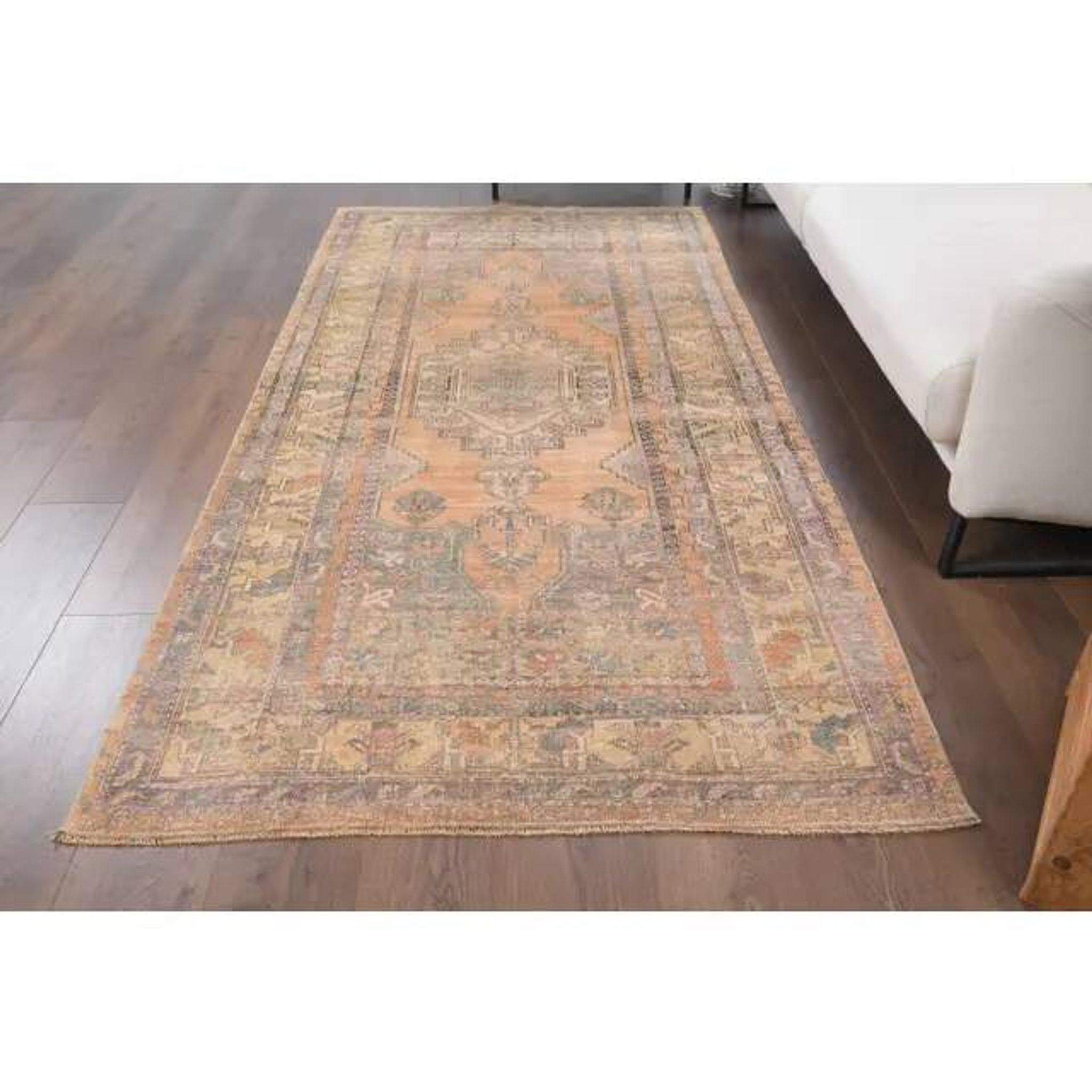Vintage Turkish Oushak Handmade Wool Cotton Orange Area Rug 124x251