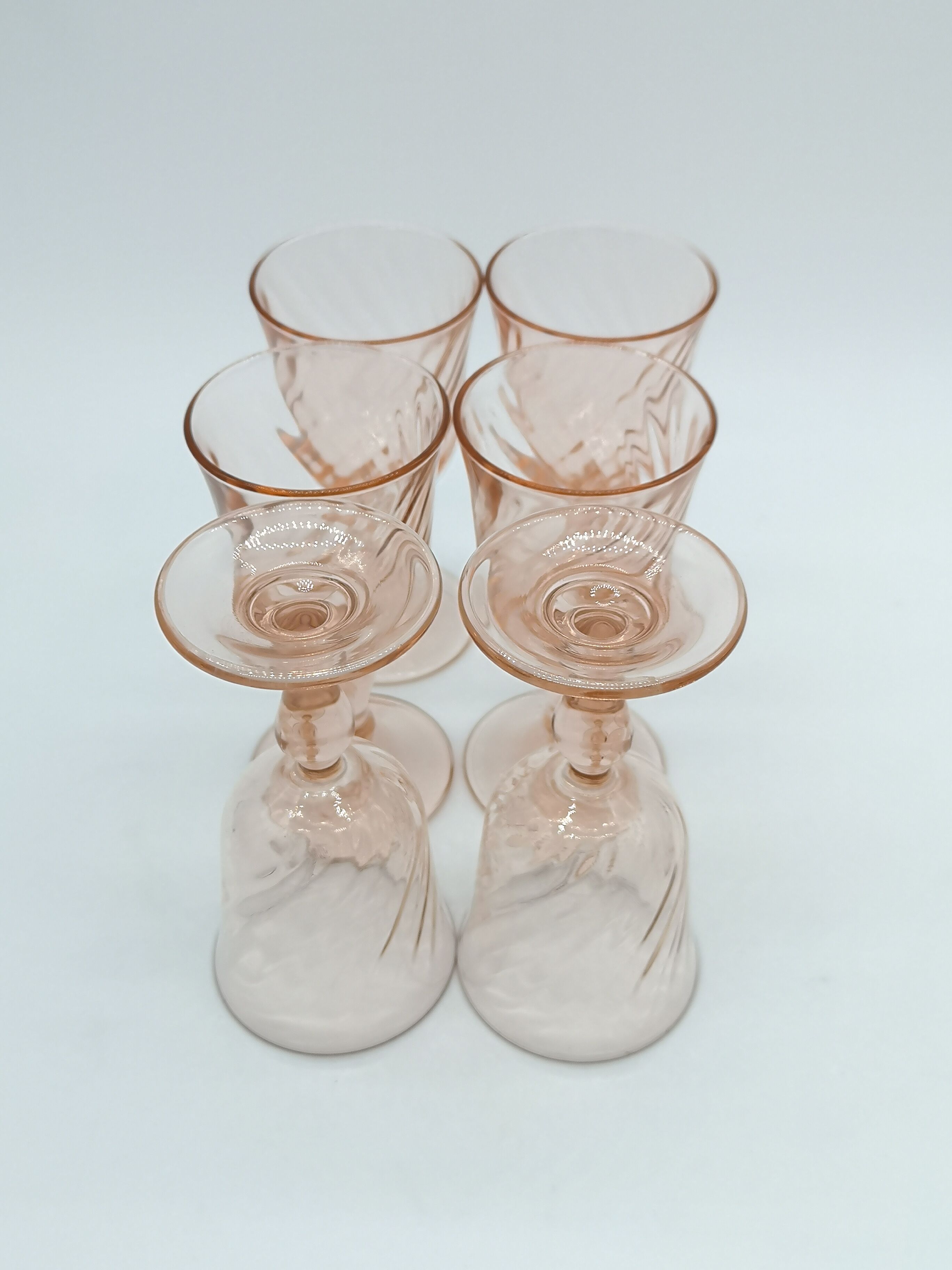 6 wine glasses walking arcoroc rosaline pink glass Luminarc 12.5 cm
