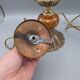 Hollywood Regency bedside lamp in gold metal with a glass globe.