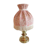Brass bedside lamp and pink/vintage lampshade 60s-70s