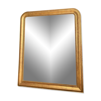 Miroir ancien Louis-Philippe perlé doré à la feuille d’or