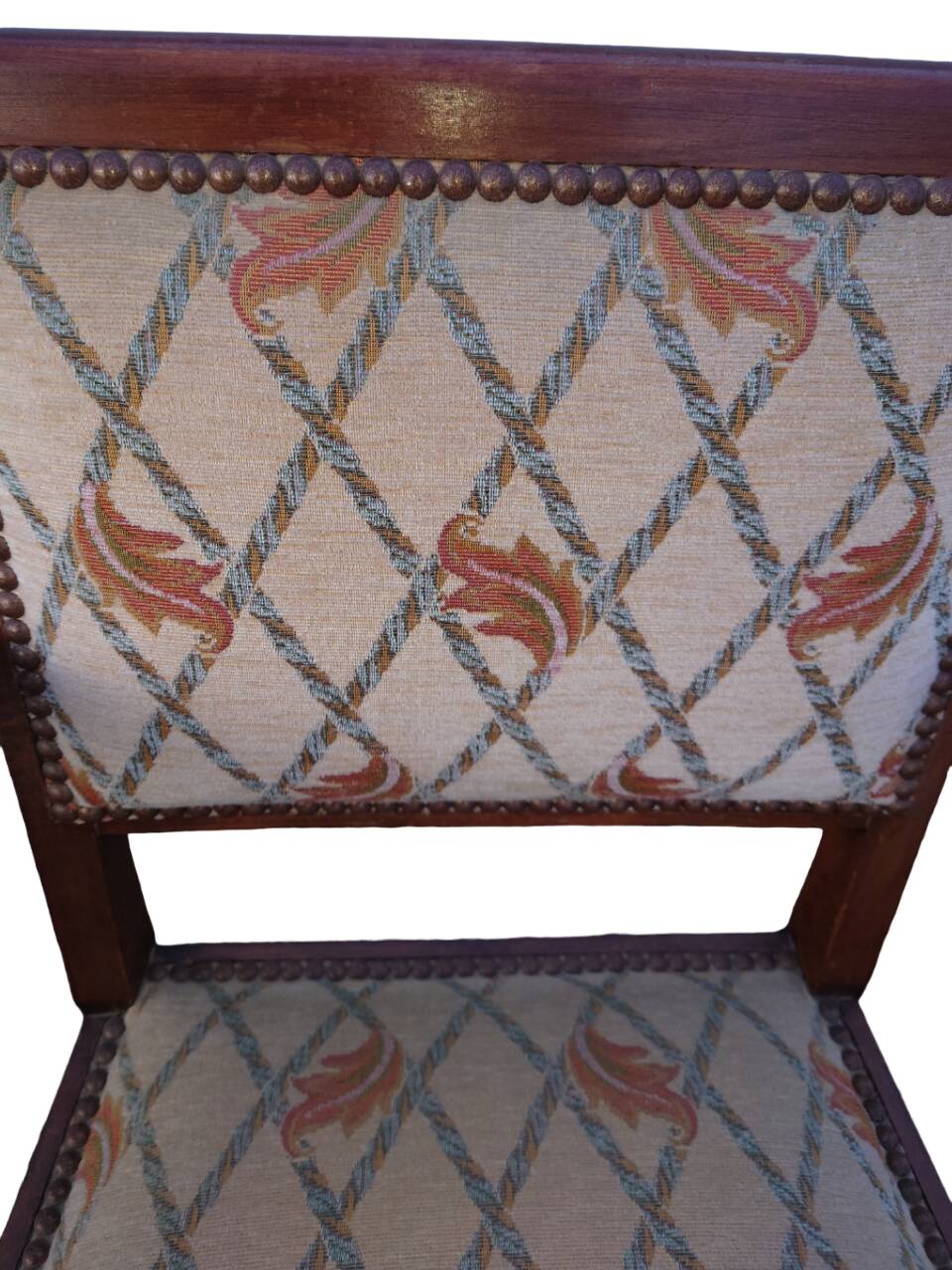 Pair of bridge armchairs in wood and fabric, 1940