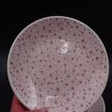Set of 9 dessert plates in earthenware of Sarreguemines - Décor of pink flowers - 1970