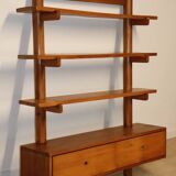 Vintage wall shelf unit in solid elm, 1970s