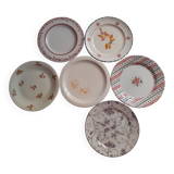 Suite of 6 retro vintage dessert plates