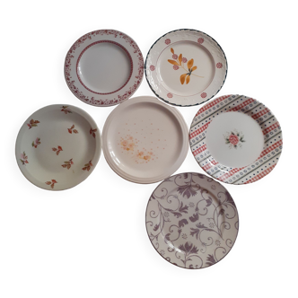 Suite of 6 retro vintage dessert plates