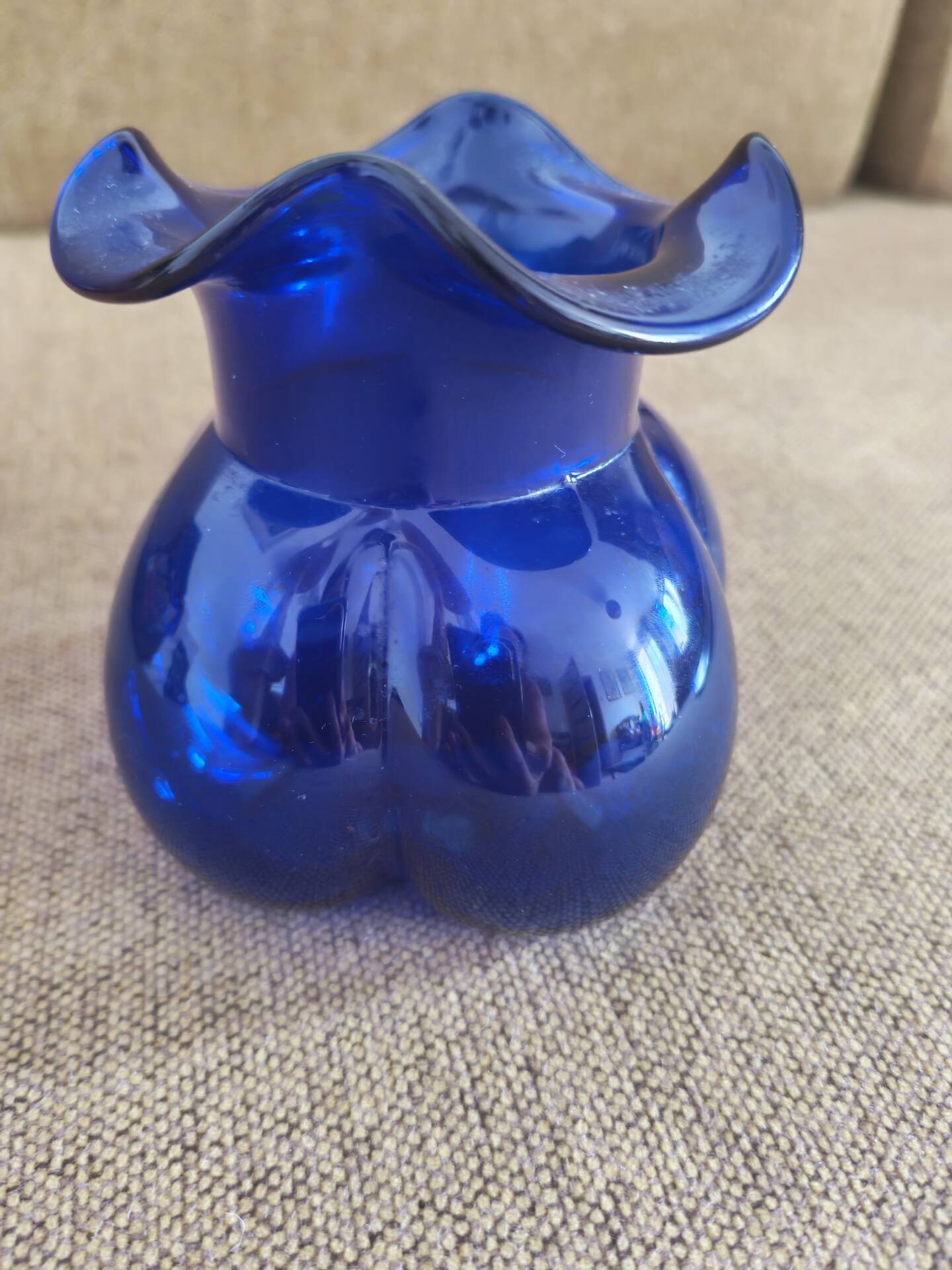 Small cobalt blue Scandinavian round vase