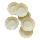 Set of 6 deep plates in old earthenware, cream and gilding, Villeroy and Boch ACC-7147