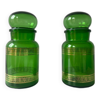 Green medicine jars