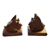 Vintage carved wooden bookends – Scottish Terrier dogs
