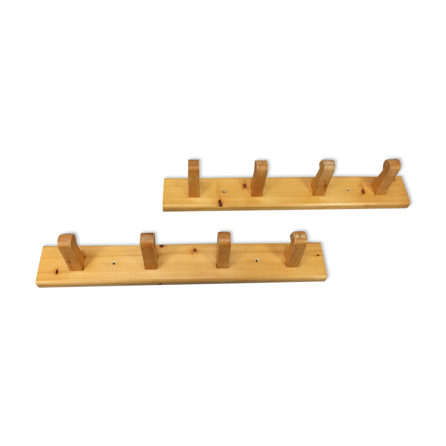 2 pine wall coat racks 4 hooks, chalet decoration