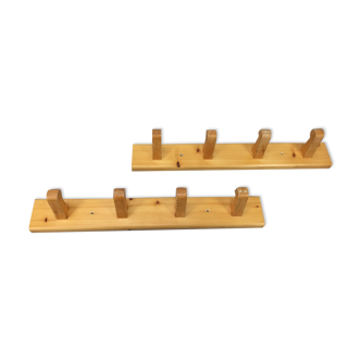 2 pine wall coat racks 4 hooks, chalet decoration