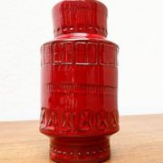 Red pottery vase Rimini Italian from the mid-century by Aldo Londi for Bitossi, 1960s.