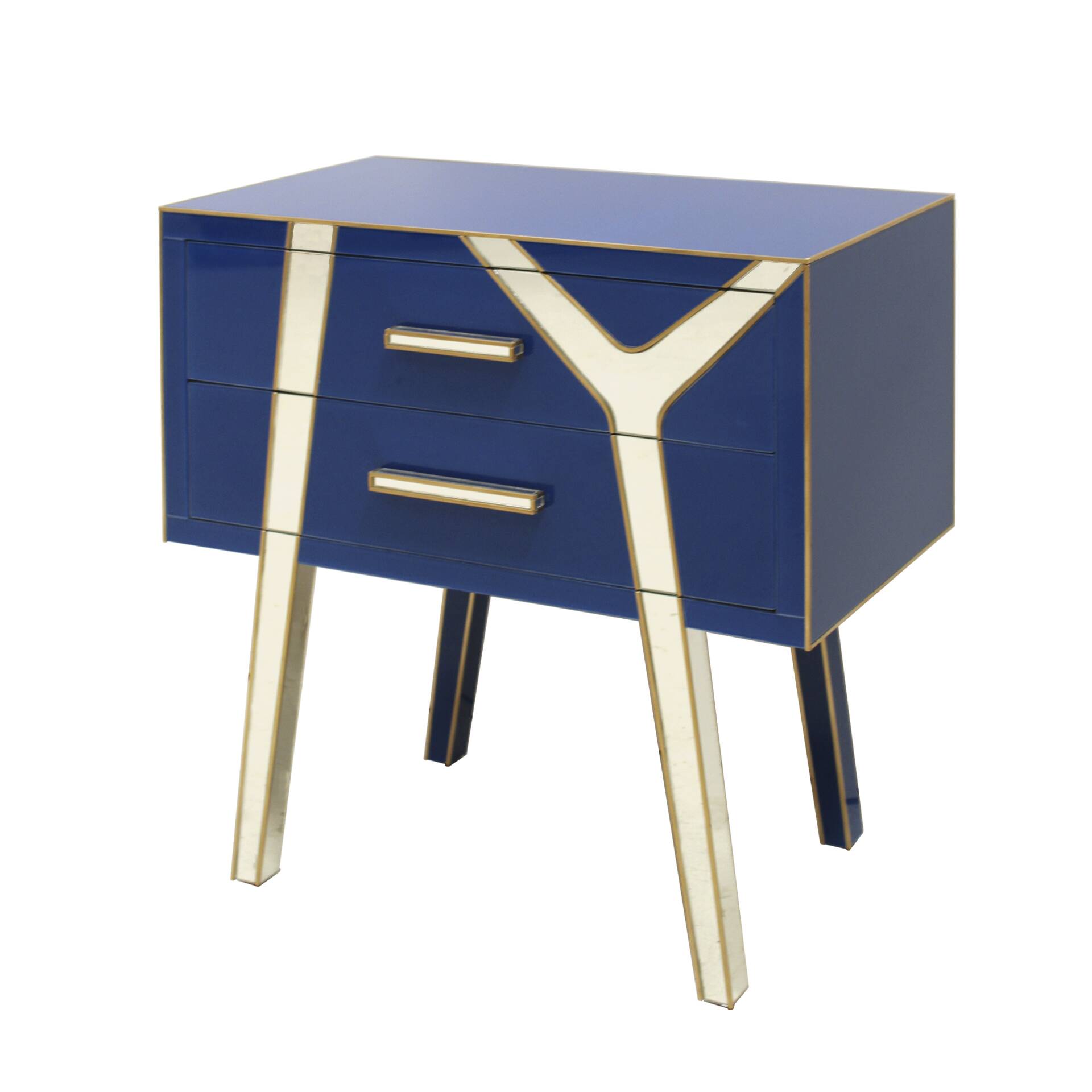 Contemporary Wood and Glass Italian Pair of Bedside Tables