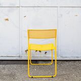 Chaises italiennes jaunes en métal perforé par Flyline, années 1970, lot de 4