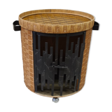 Vintage Rattan Brutalist Bar Cart