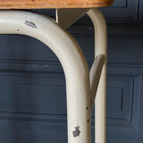 School desk 1960 white lacquered metal wooden top